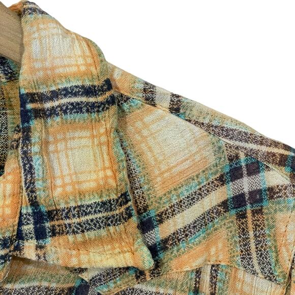 Free People One Grunge Ombré Plaid Top - Yellow Multi - Medium - Picture 7 of 16